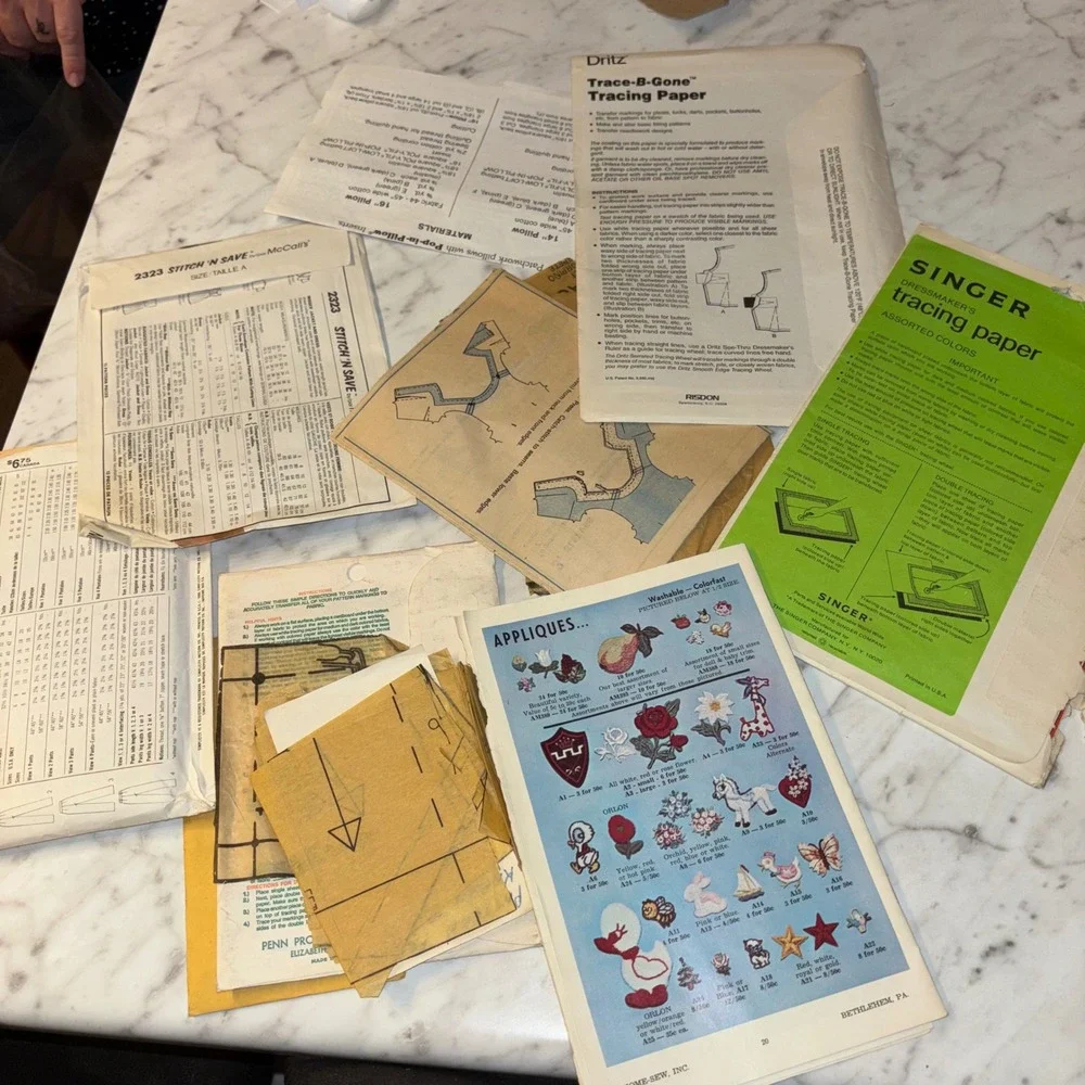 Vintage Sewing Lot McCalls Simplicity Patterns Singer Tracing Paper Dritz Tools